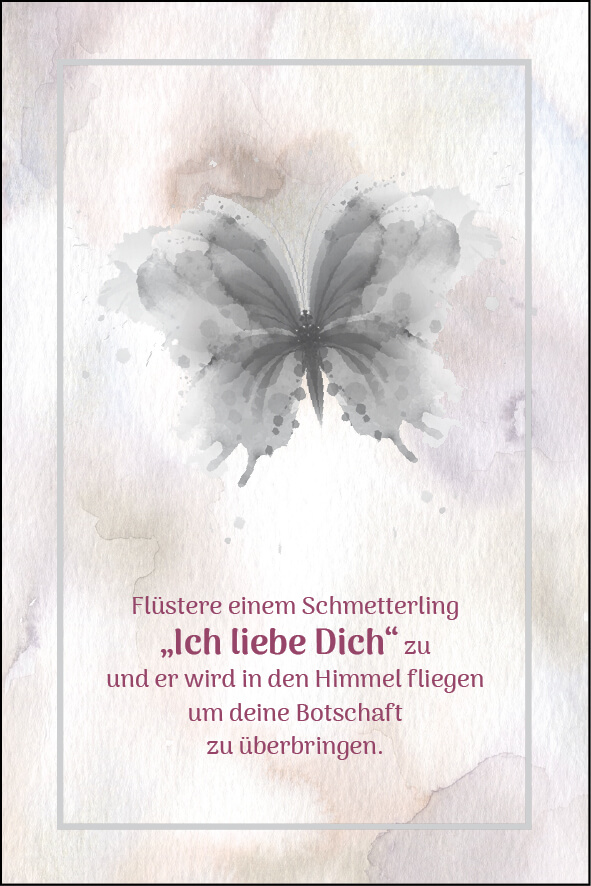 Schmetterling mit Spruch Trauer